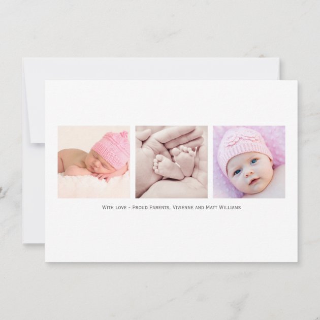 Photo Birth Announcement Card | Script Elegance