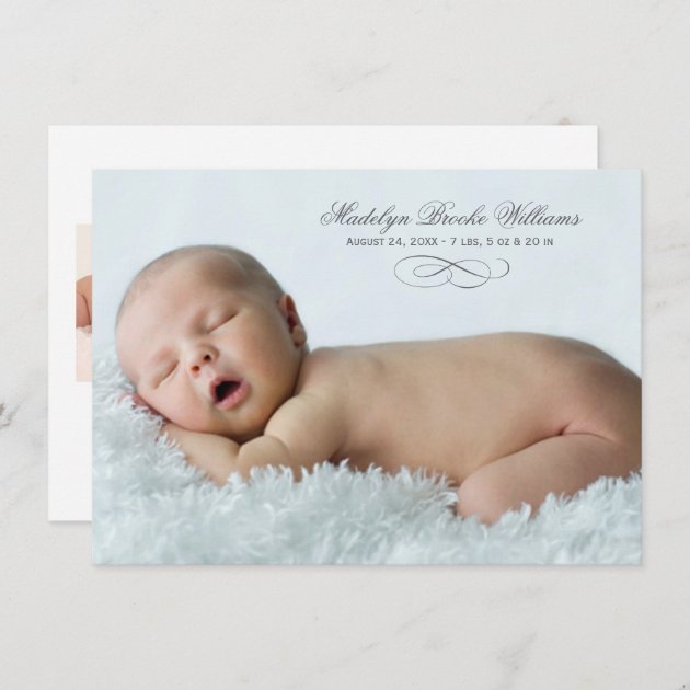 Photo Birth Announcement Card | Script Elegance