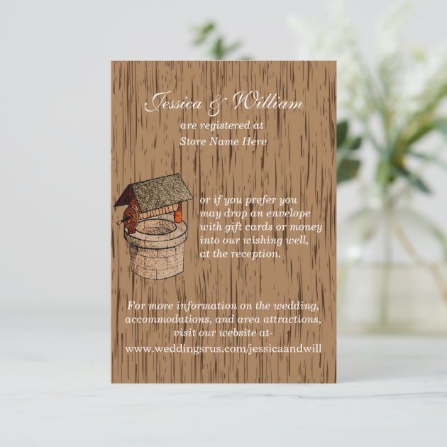 Rustic Wedding Wishing Well Enclosure Card