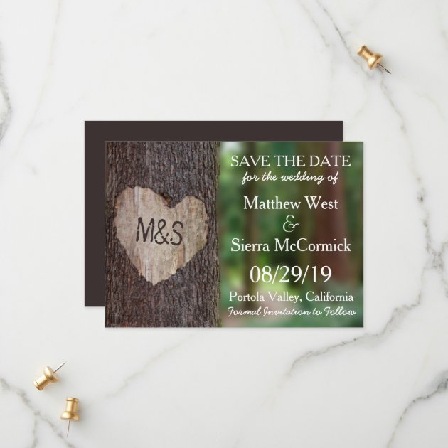 Carved Heart Tree Wedding Save The Date