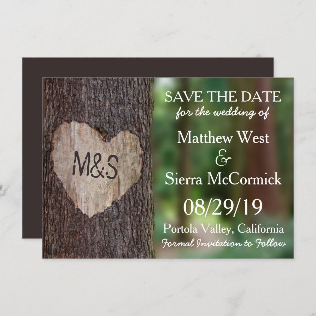 Carved Heart Tree Wedding Save The Date