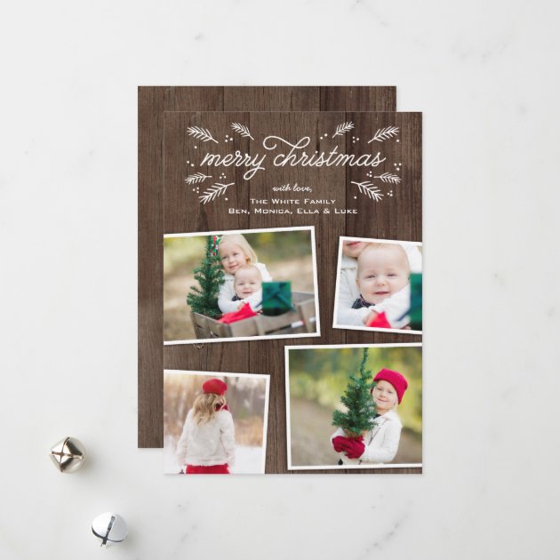 Rustic Christmas Pine Collage Photo Card