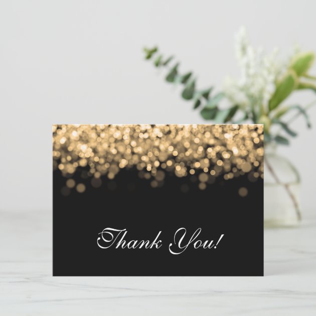 Wedding Thank You Note Gold Lights