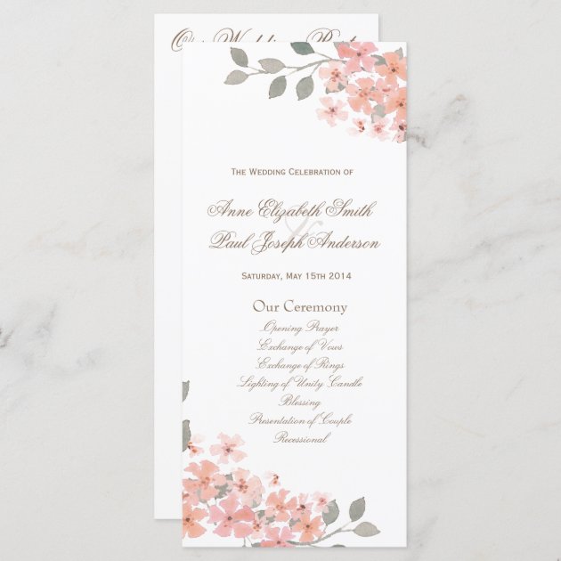 Pink & Gray Floral Wedding Program