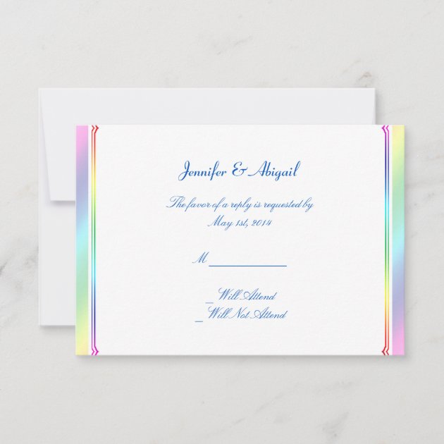 Elegant Rainbow Floral Gay Wedding Response Card