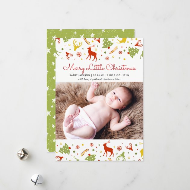 New Born Baby First Christmas Lovely Cute Photo Holiday Card