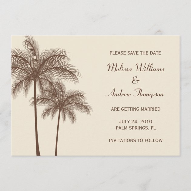 Brown Palm Tree Save the Date Announcement