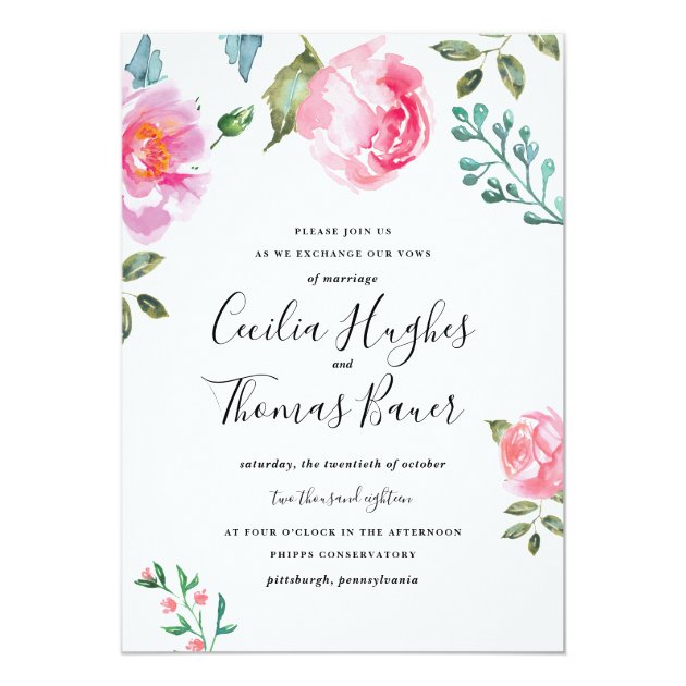 Spring Peony Floral Wedding Invitation