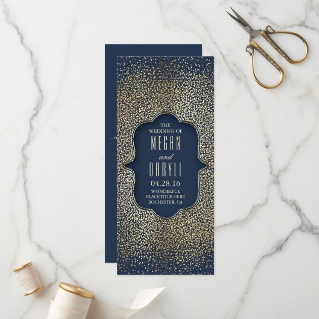 Navy And Gold Glitter Confetti Wedding Programs