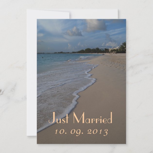 Just Married Beach Wedding Photo Announcement