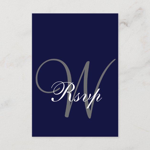 Navy Blue Gray Wedding RSVP Card