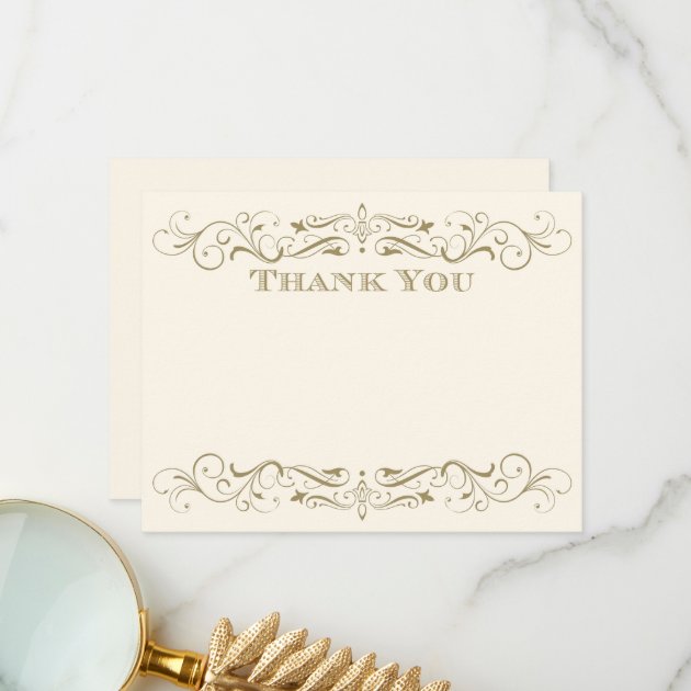 Wedding Thank You Card | Antique Gold Flourish