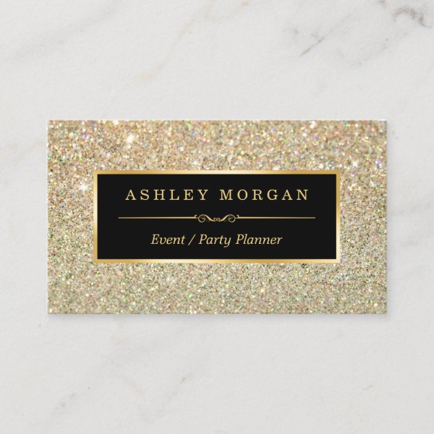 Wedding Event Planner - Sassy Beauty Gold Glitter Business Card (front side)