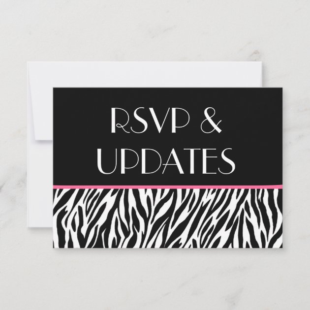 Black White Pink Zebra Website RSVP and Info Cards