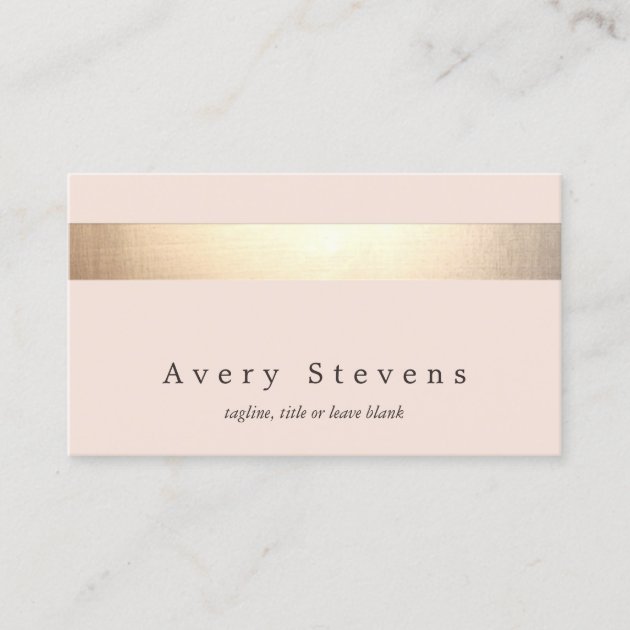 Elegant Gold Striped (no shine) Modern  Light Pink Business Card (front side)