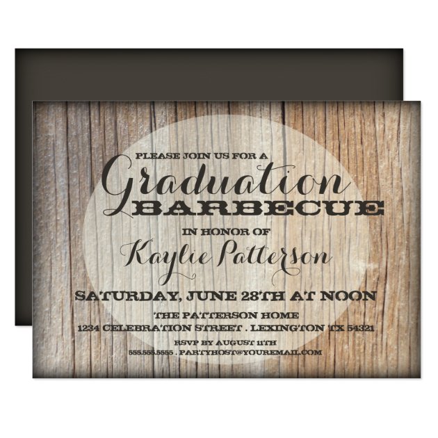 Graduation Country Wood BBQ Grad Party Invitation