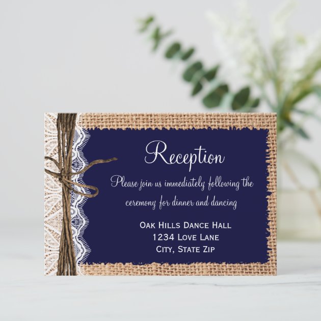 Rustic Country Burlap Lace Wedding Reception Cards