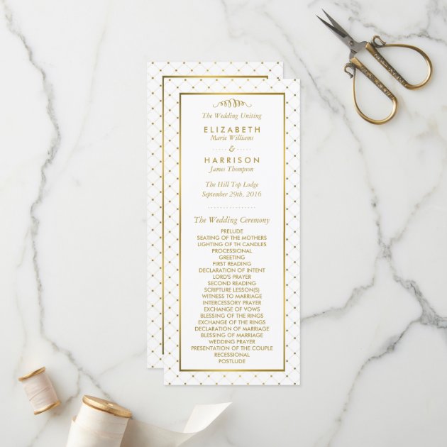 Modern White & Gold Foil Effect Wedding Program