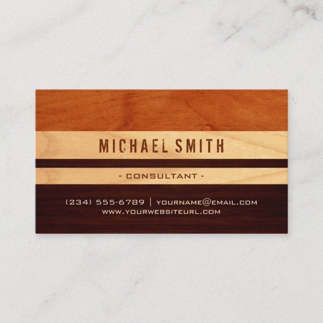Beautiful Wood Grain Stripes - Professional Unique Business Card (front side)