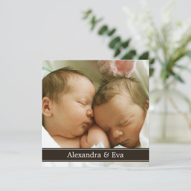 Twin Babies Photo Birth Announcement