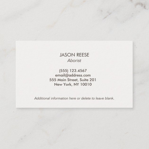 Tree Service and Lawn Care Landscaper Business Card (back side)