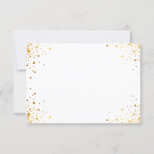 Modern Gold Confetti Dots Wedding RSVP Reply