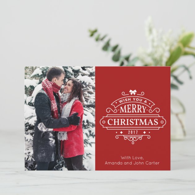 Elegant Christmas Greetings Vertical Photo Card