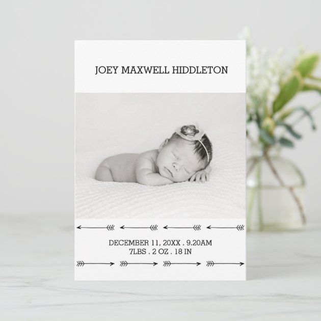 Birth Announcement Two Photos Simple Arrows
