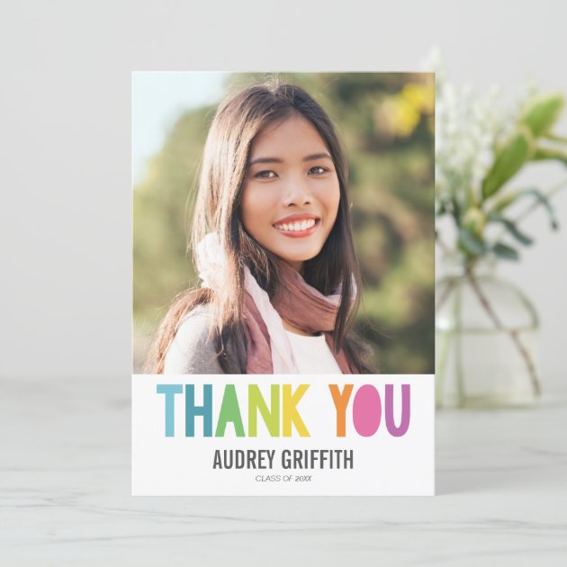 Bright Colorful Thank You Photo Announcement