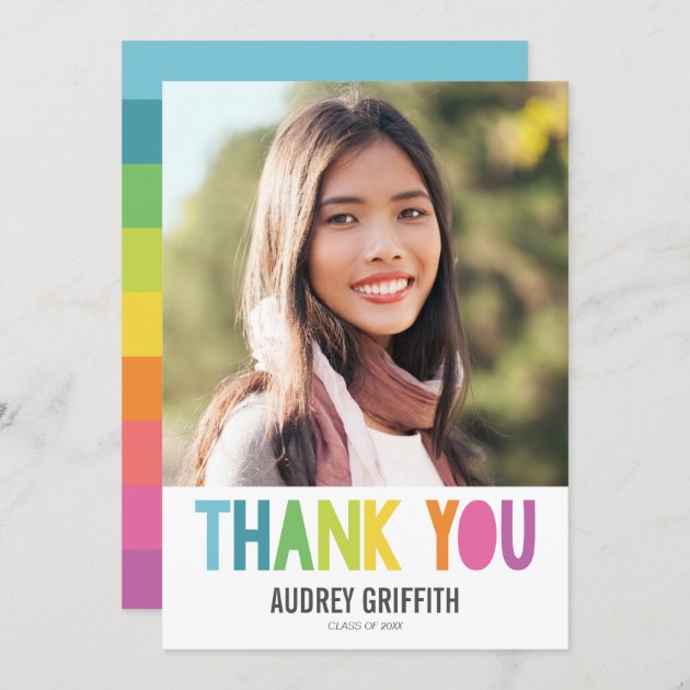 Bright Colorful Thank You Photo Announcement