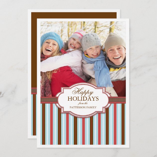 Happy Holiday Stripes Large Photo Card Greeting