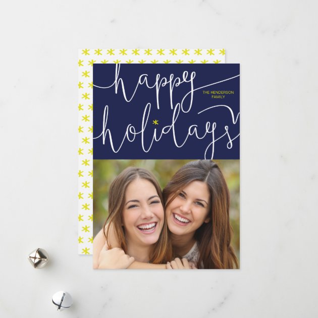 Whimsically Scripted Happy Holidays Photo Card