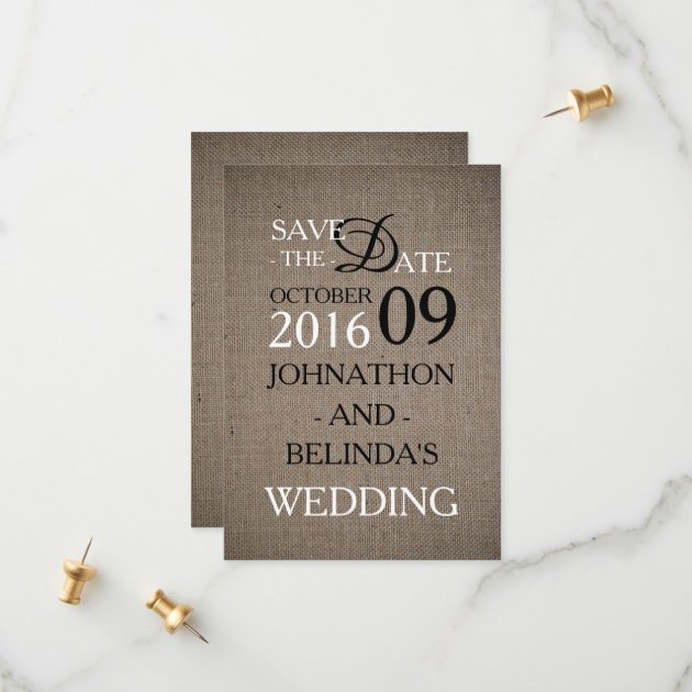 Rustic Burlap Wedding Save The Date