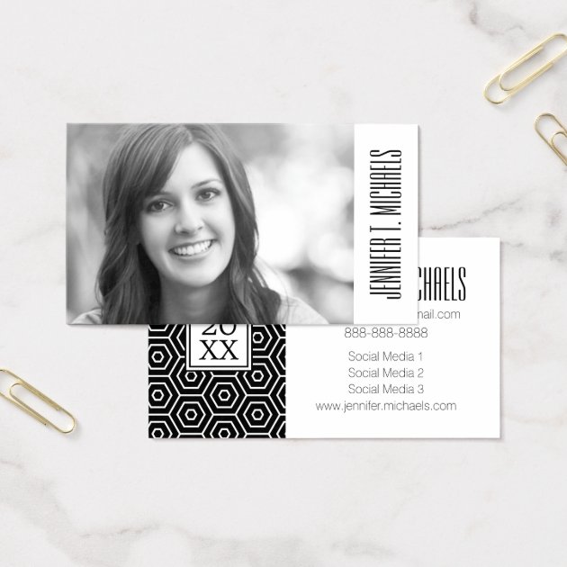 Photo Graduation | Hexagon Pattern Business Card