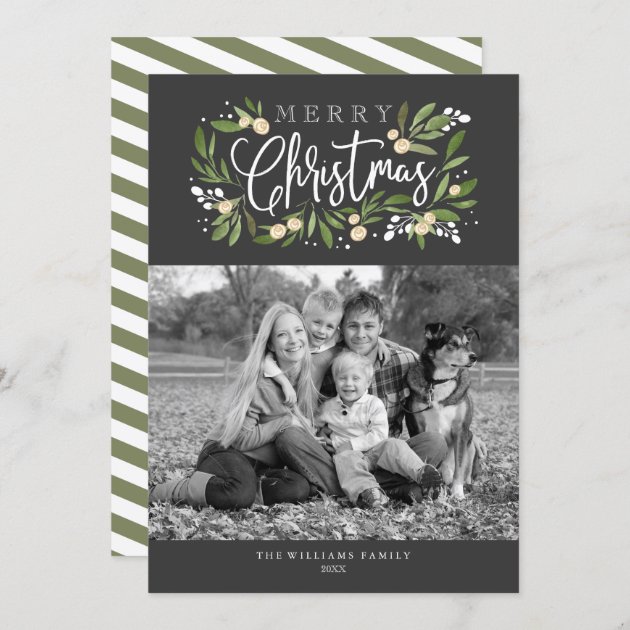 Christmas Holly-Holiday Photo Card