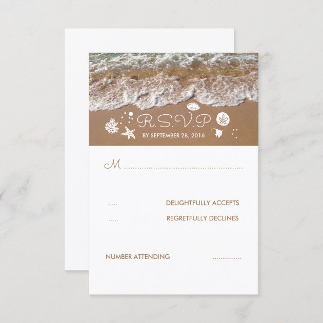 Beach Sandy Waves Summer Wedding RSVP Card