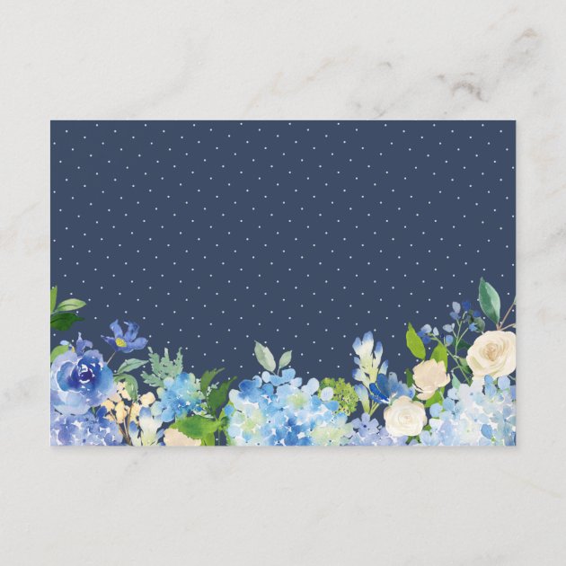 Navy Blue Hydrangeas Floral Wedding Info Details Enclosure Card