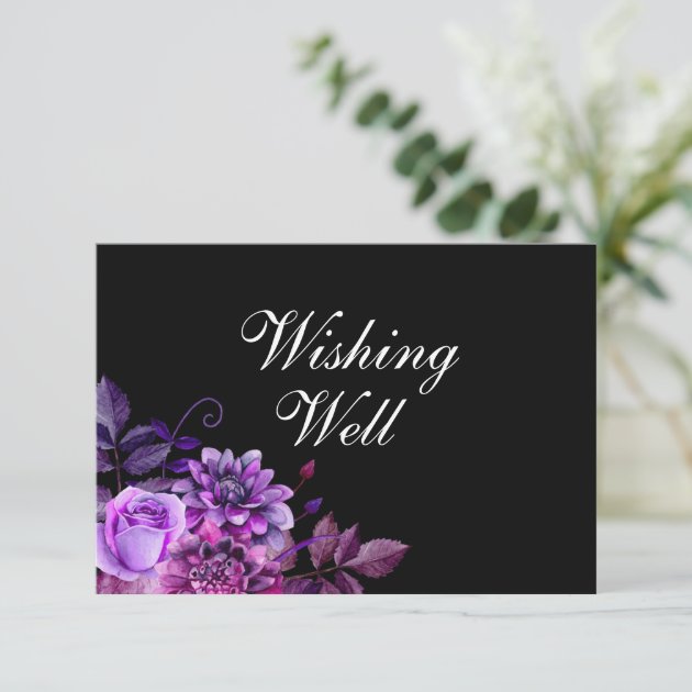 Black Wishing Well. Purple Wedding Insert Card