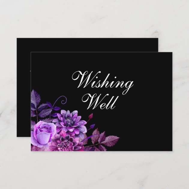 Black Wishing Well. Purple Wedding Insert Card