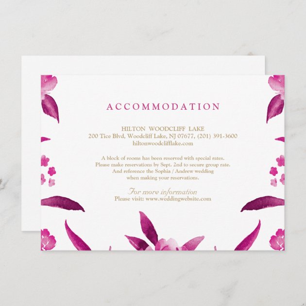 Pink Floral Chinoiserie Wedding Accommodation Enclosure Card