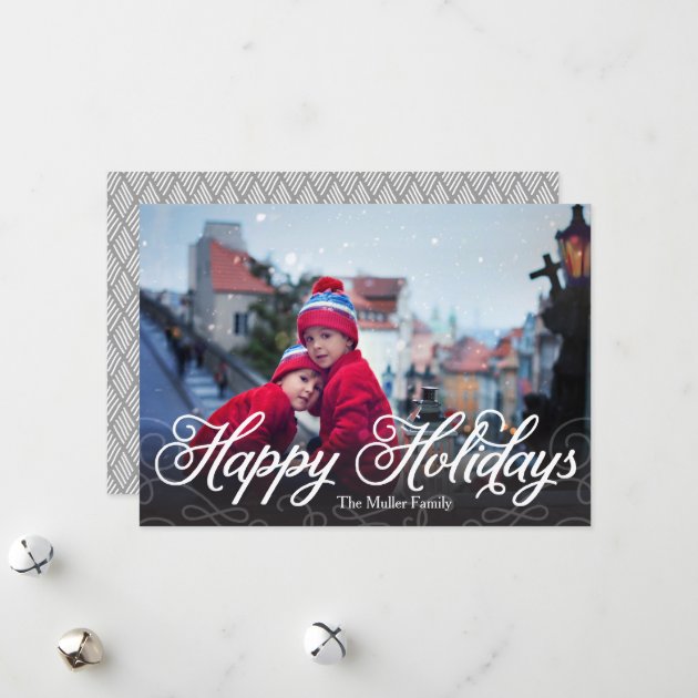 Happy Holidays Modern Full Photo Holiday Card