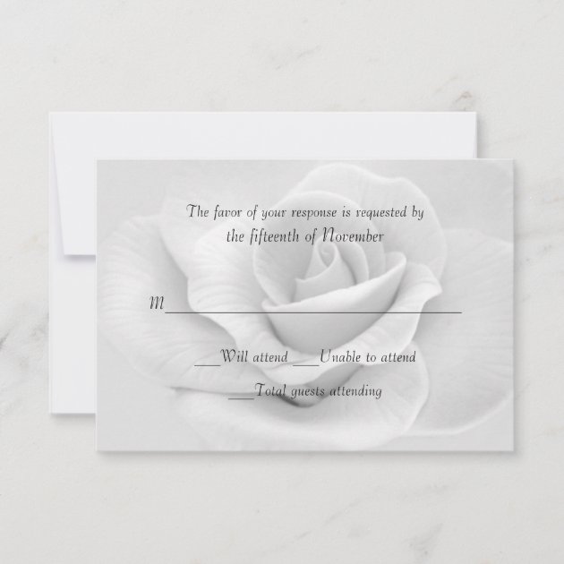 Elegant White Rose Custom Wedding Response Card