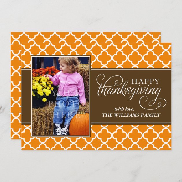 Fall Quatrefoil Pattern Thanksgiving Cards