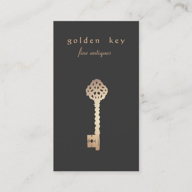 Vintage Gold Key Business Card (front side)