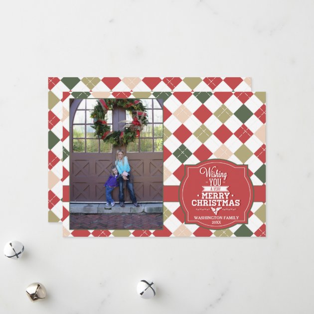 Argyle Plaid Christmas Holiday Photo Card