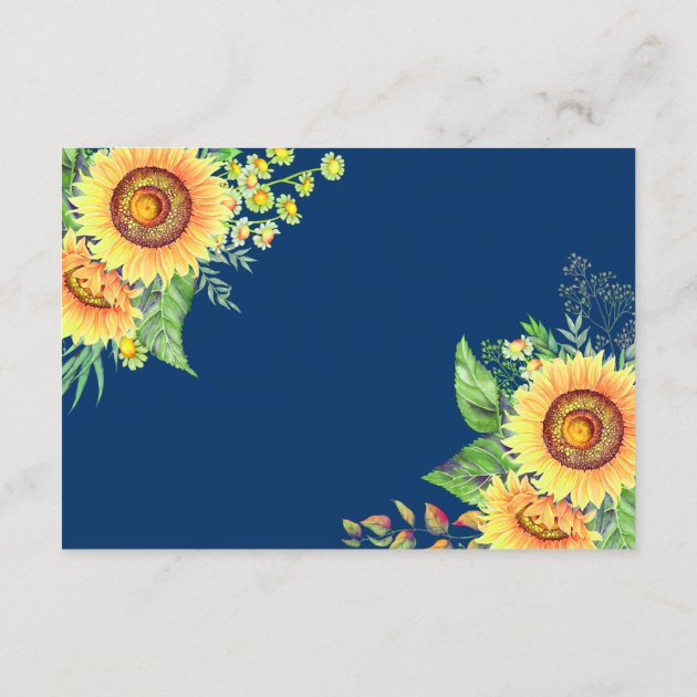 Rustic Sunflowers Navy Blue Wedding Details Insert