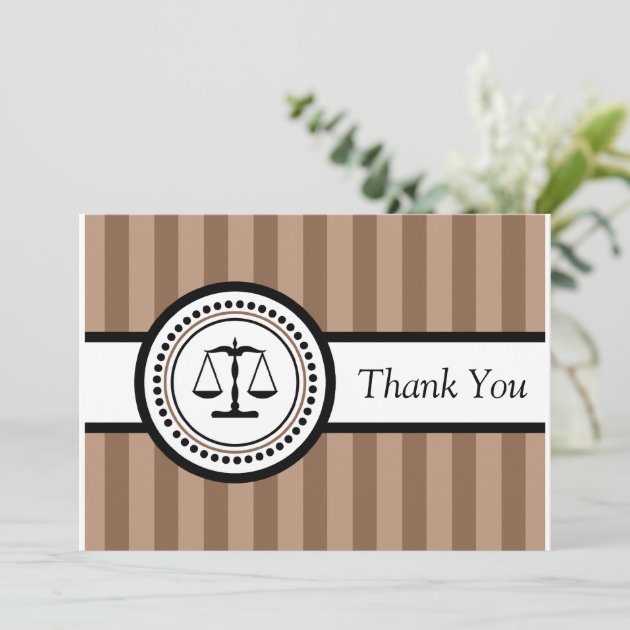 Stripes Legal Scales Thank You Card (Brown)