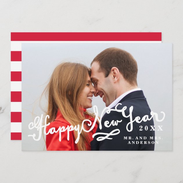 Newlyweds Script Happy New Year Holiday Photo Card