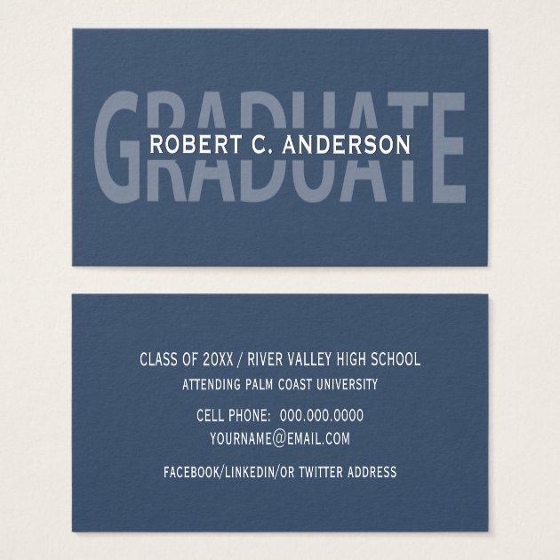 Graduation Name Cards Blue Bold Lettering