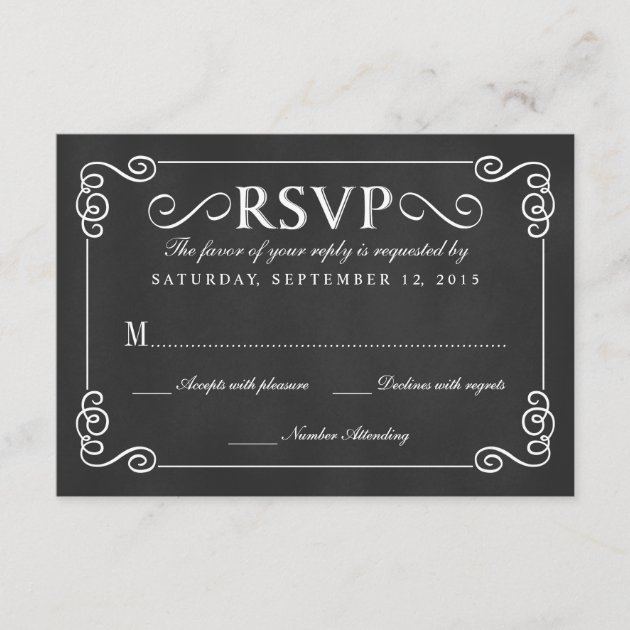 Elegant Rustic Chalkboard Wedding RSVP